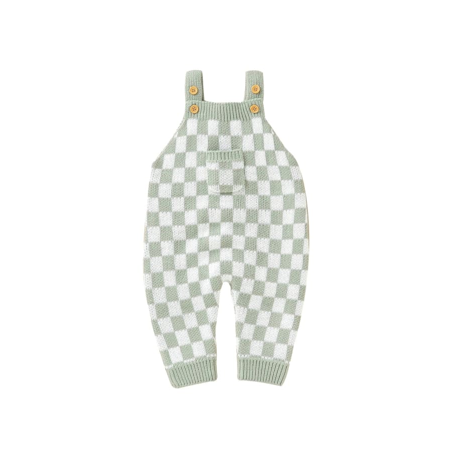 Declan Checkers Jumpsuit - Sage - 0-3 Months