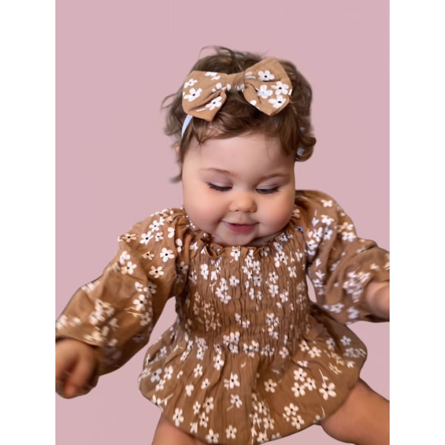 Delilah Daisy Ruched Romper - Coffee - Jumpsuits &amp; Rompers