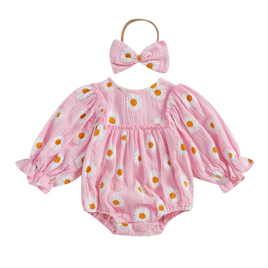Diana Daisy Long Sleeve Romper - Sunflower