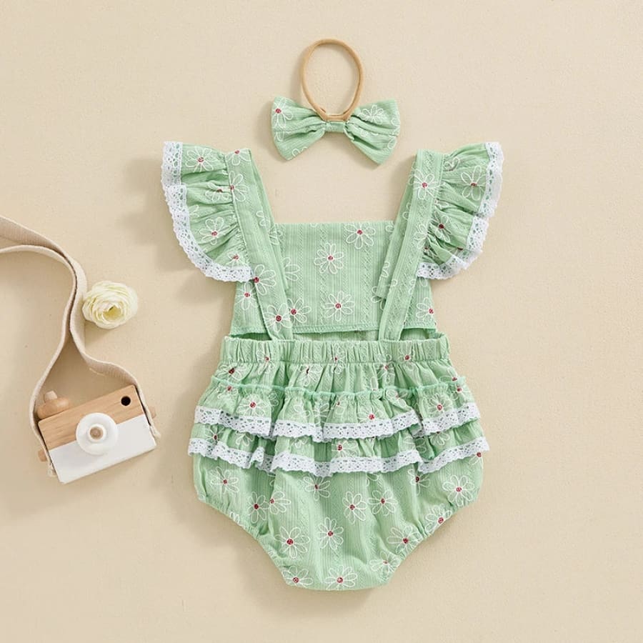 Dimity Dinky Daisy Romper - Green