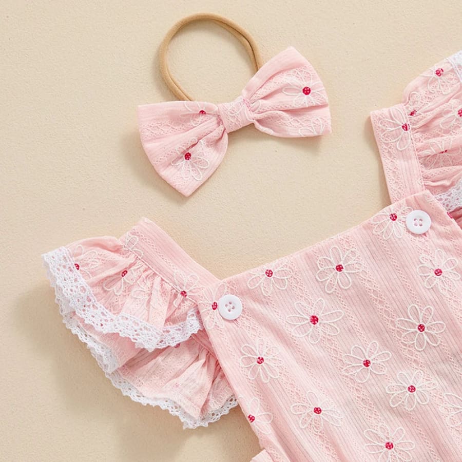 Dimity Dinky Daisy Romper - Pink