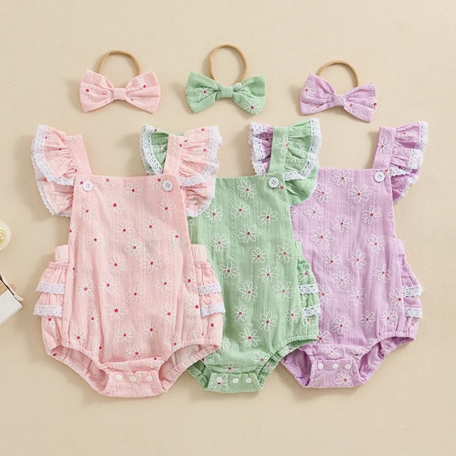 Dimity Dinky Daisy Romper - Pink