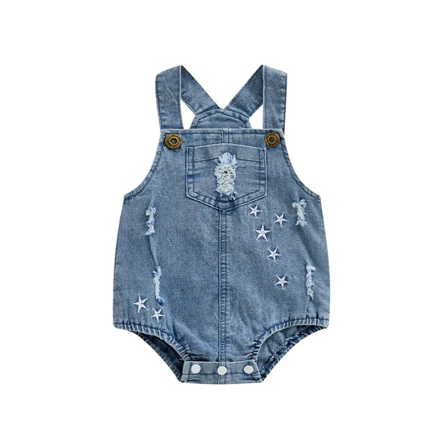 Drew Star Denim Romper - 0-3 Months