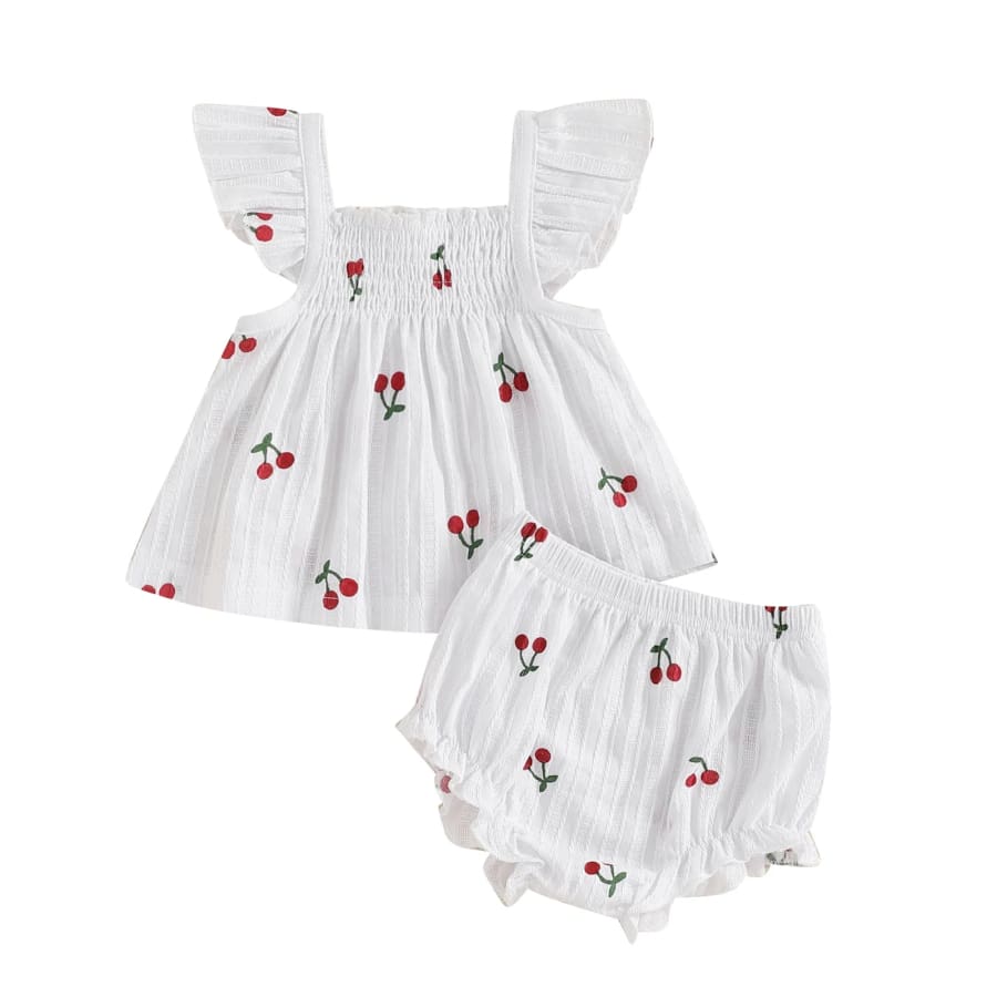 Eliza Cherry Print Babydoll Set - 0-6 Months