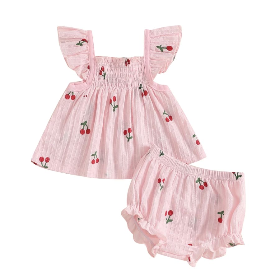 Eliza Cherry Print Babydoll Set - 0-6 Months