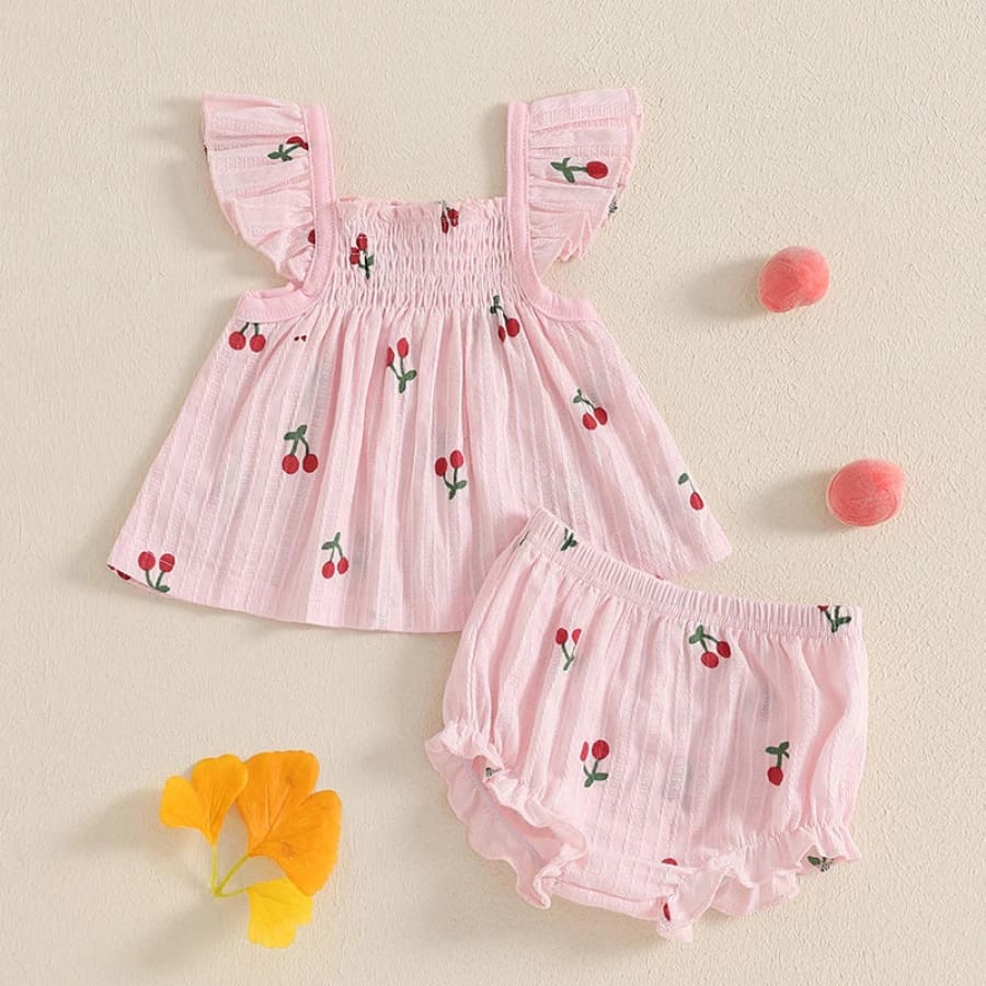 Eliza Cherry Print Babydoll Set