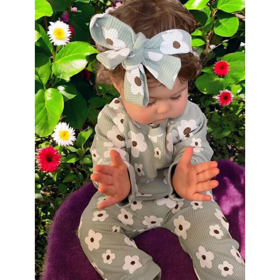 Eliza Daisy Ribbed Trackie Set - Green