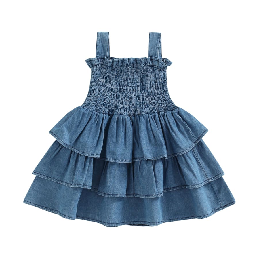 Denim dress with frill hotsell