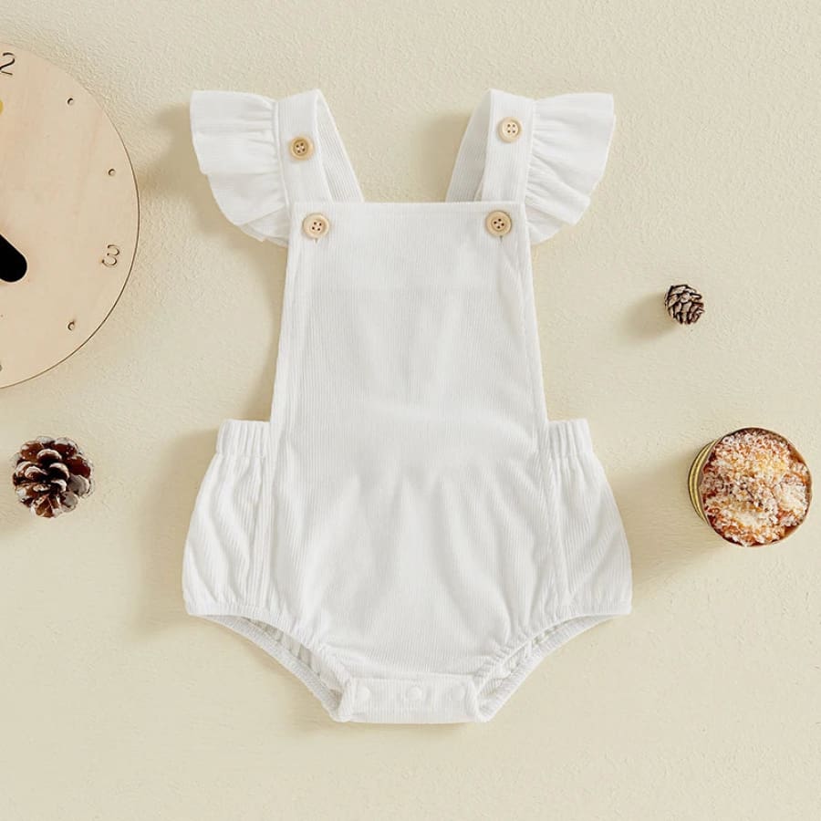 Ellie Corduroy Flutter Romper - Blush