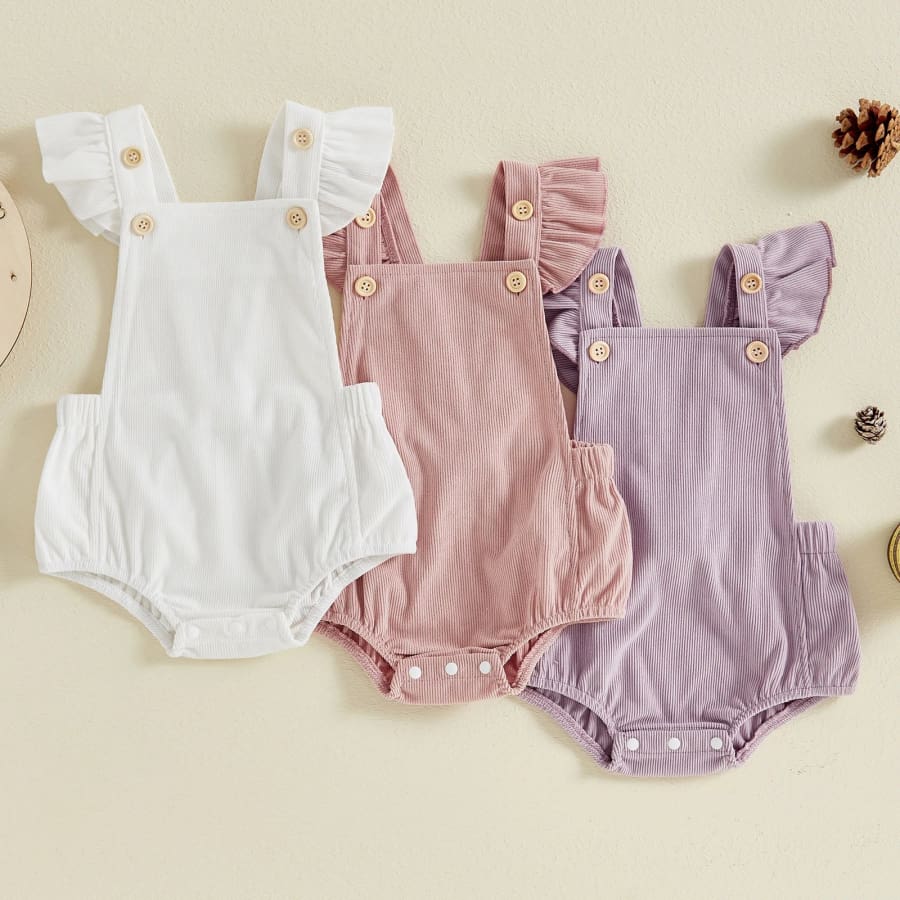 Ellie Corduroy Flutter Romper - Lilac