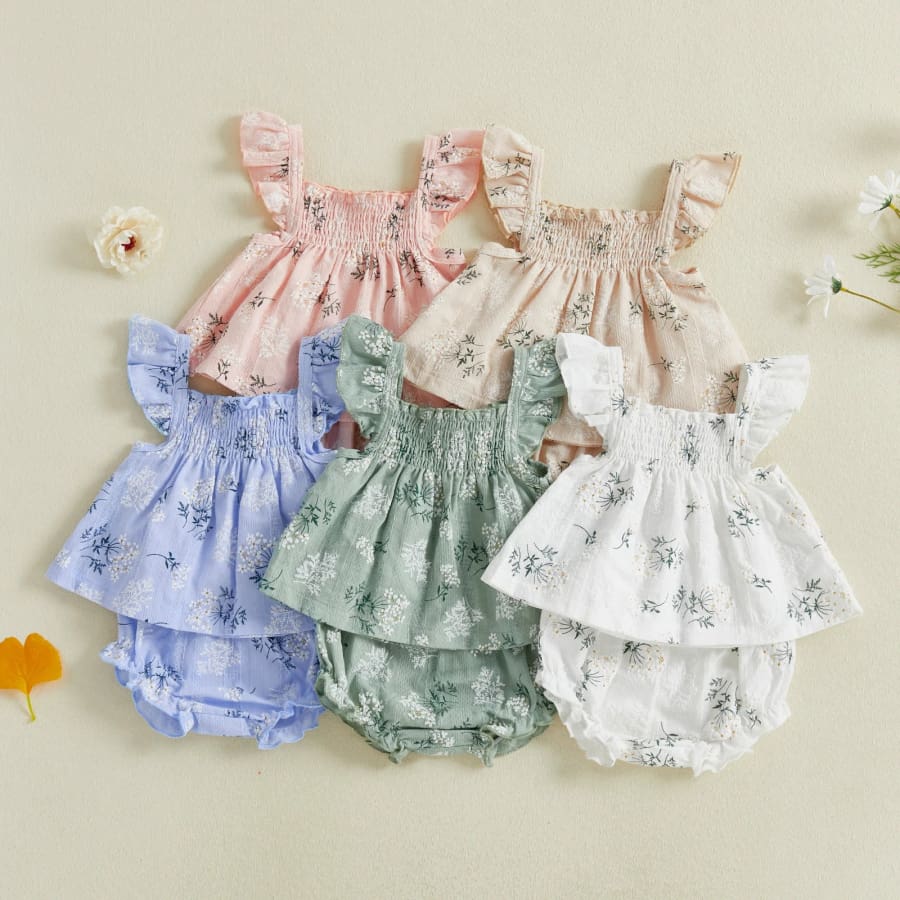 Emerysn Floral Bloomer Set - Natural