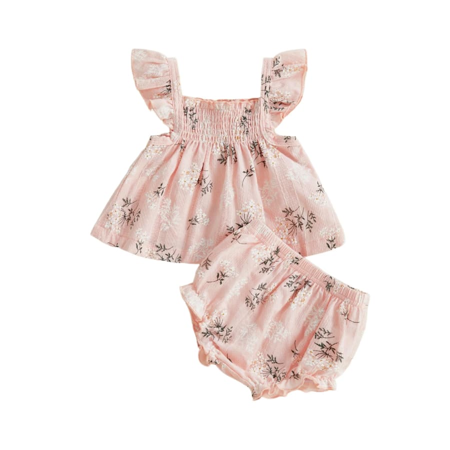 Emerysn Floral Bloomer Set - Sky