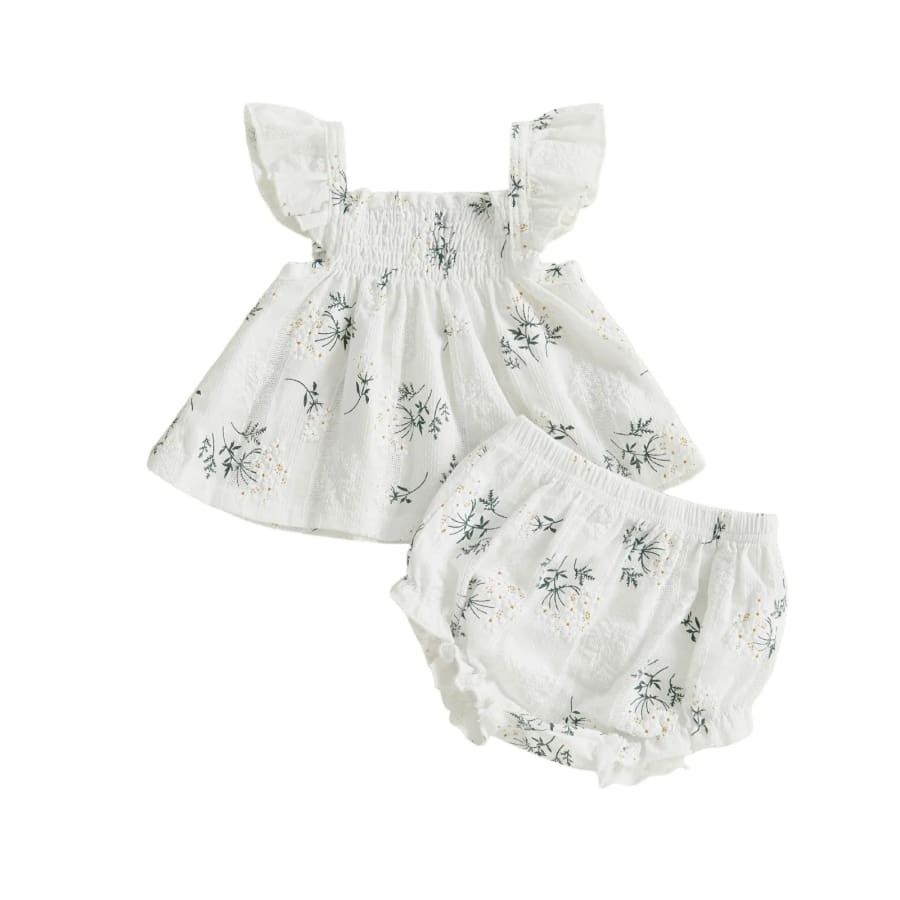 Emerysn Floral Bloomer Set - Snow - 3-6 Months