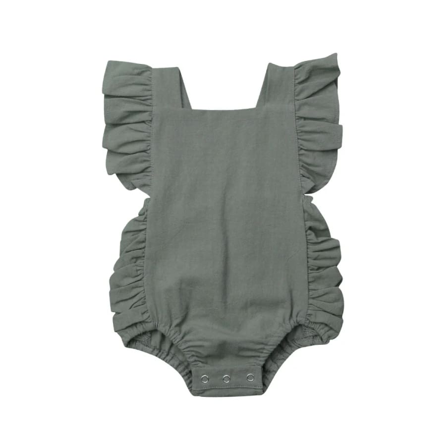 Erica Ruched Romper - Sage - 0-3 Months