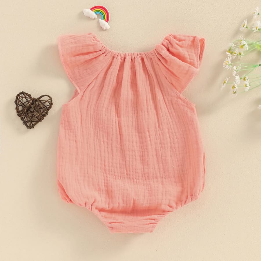 Eve Basic Flutter Romper - Peach