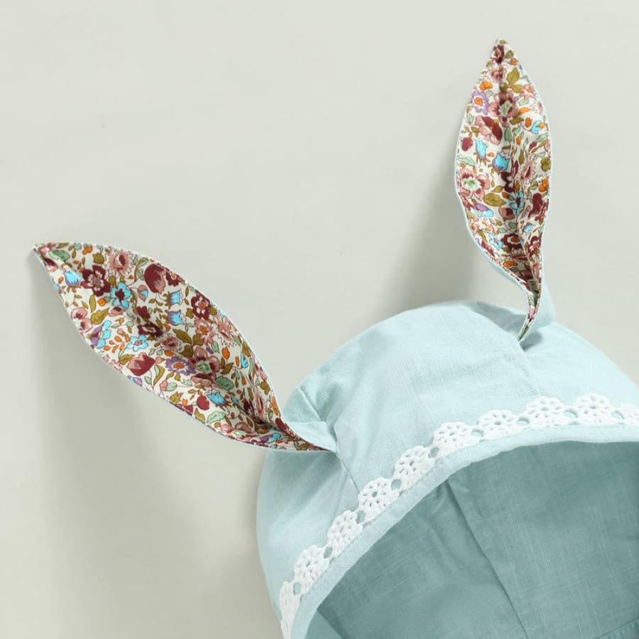 Flopsy Ear Bunny Romper with Bonnet - Natural