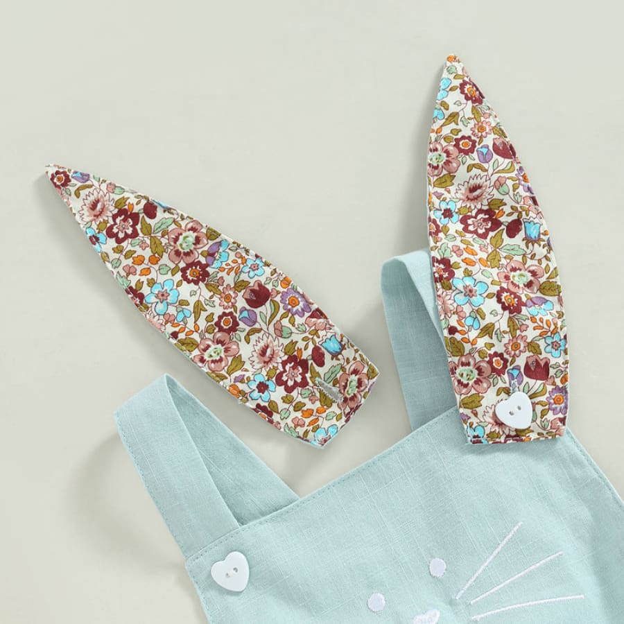 Flopsy Ear Bunny Romper with Bonnet - Natural