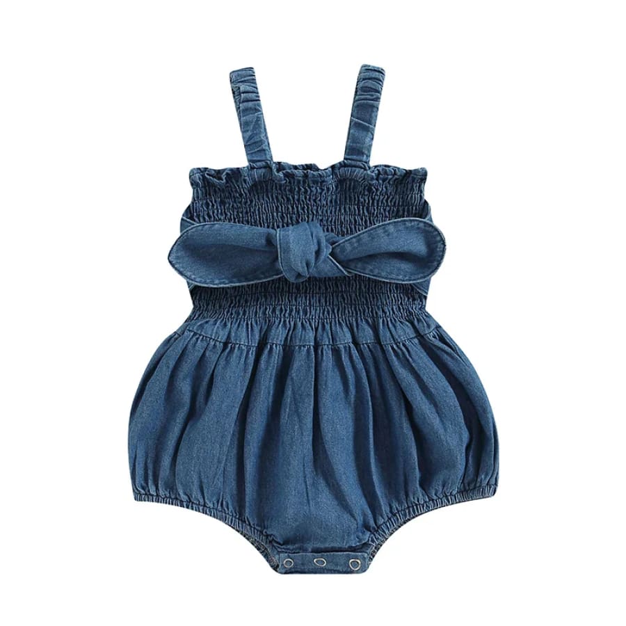 Flora Denim Bubble Romper - 0-3 Months