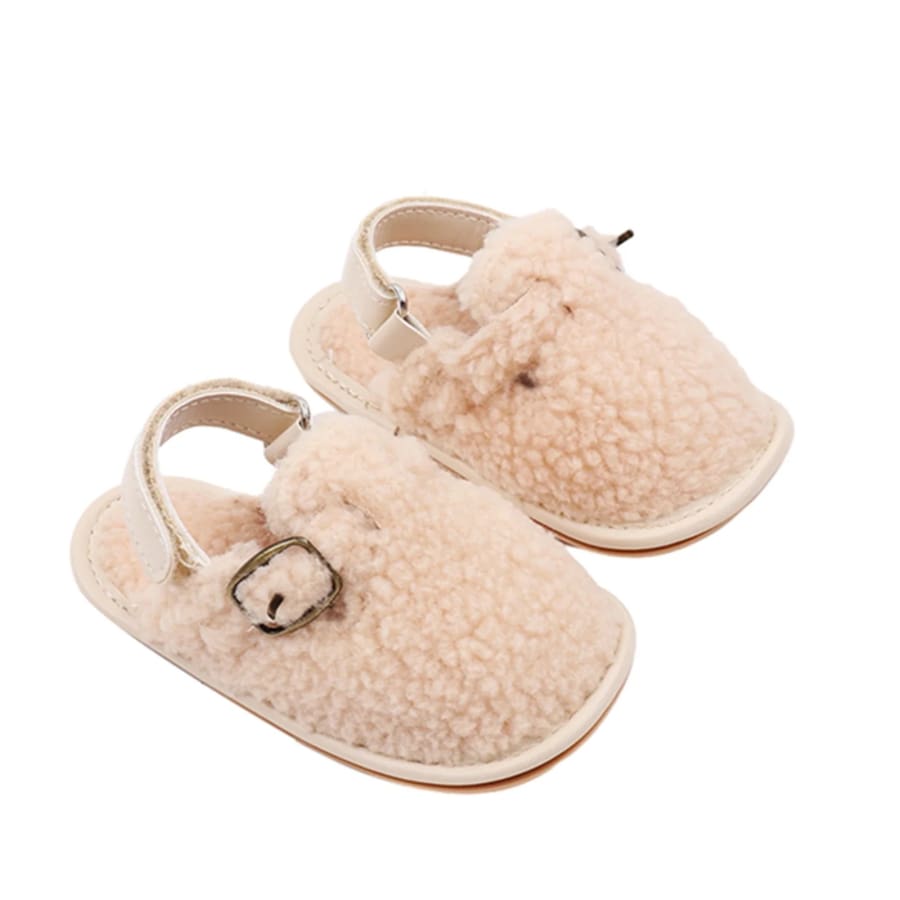 Flora Fluffy Buckle Slide - Natural - 0-6 Months
