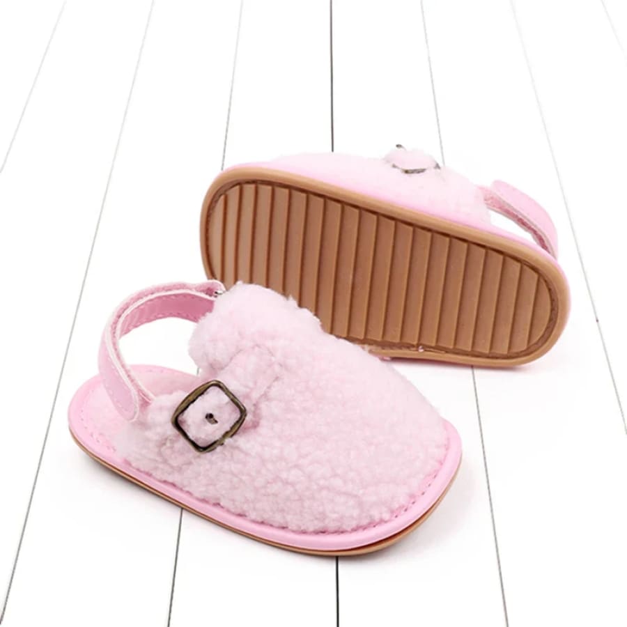 Flora Fluffy Buckle Slide - Natural