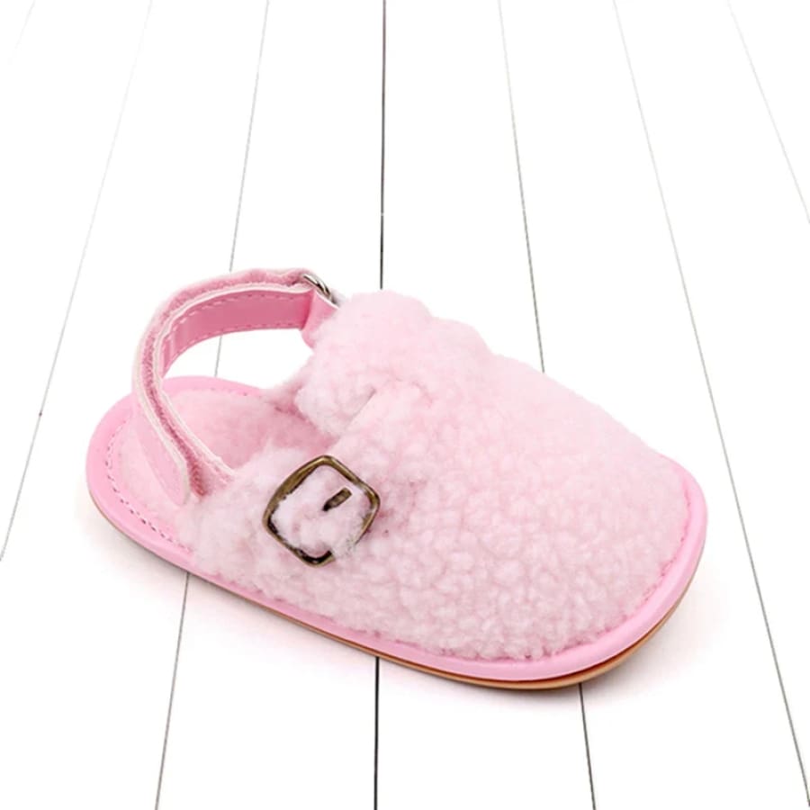 Flora Fluffy Buckle Slide - Natural