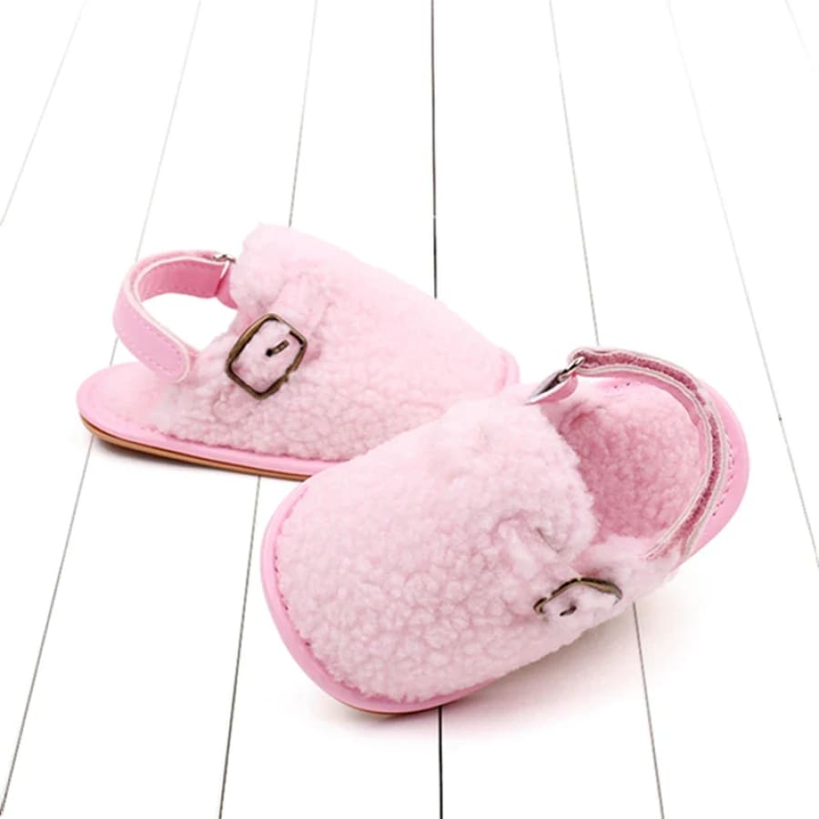 Flora Fluffy Buckle Slide - Natural