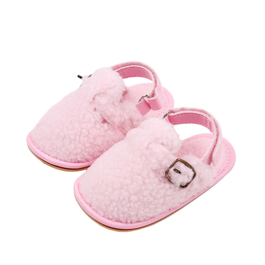 Flora Fluffy Buckle Slide - Pink