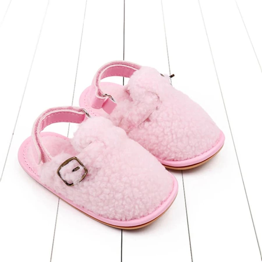 Flora Fluffy Buckle Slide - Pink