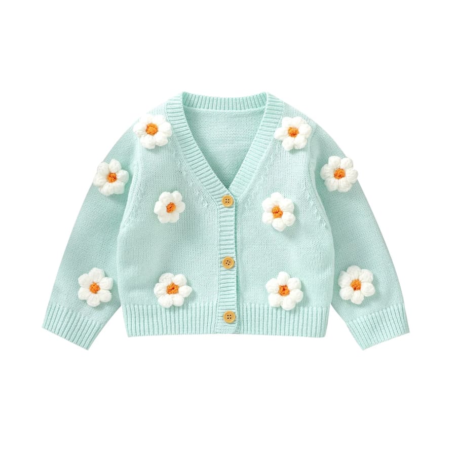 Flower Power Cardigan - Mint - 6-9 Months