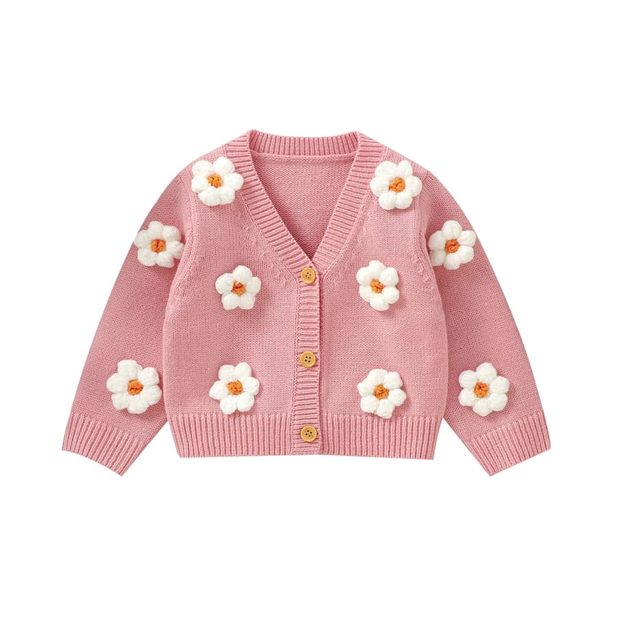 Flower Power Cardigan - Rose - 6-9 Months