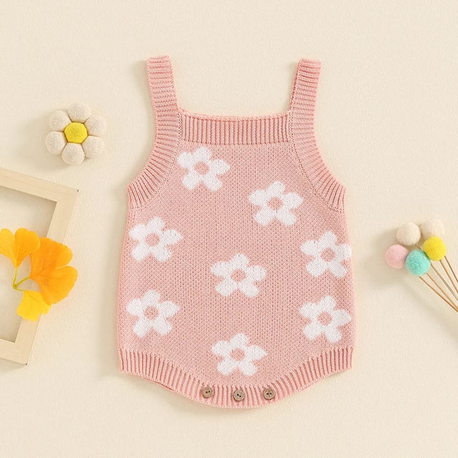 Flower Power Knit Romper - Sunshine