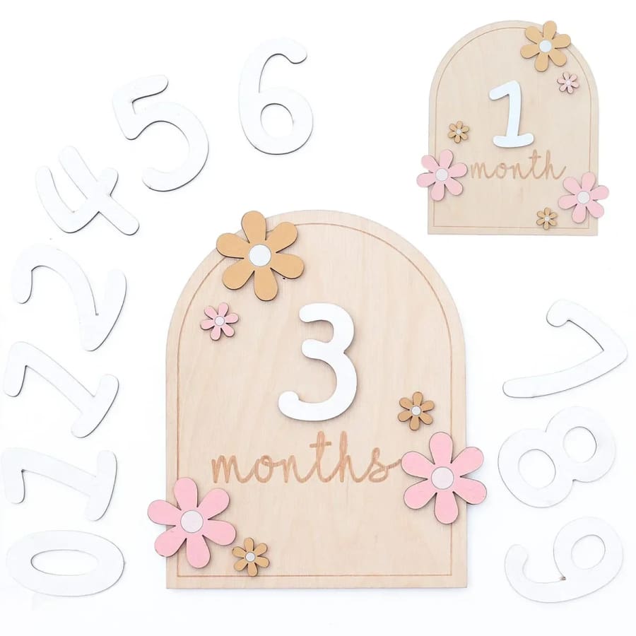Flower Power Wooden Monthly Milestone Plaque