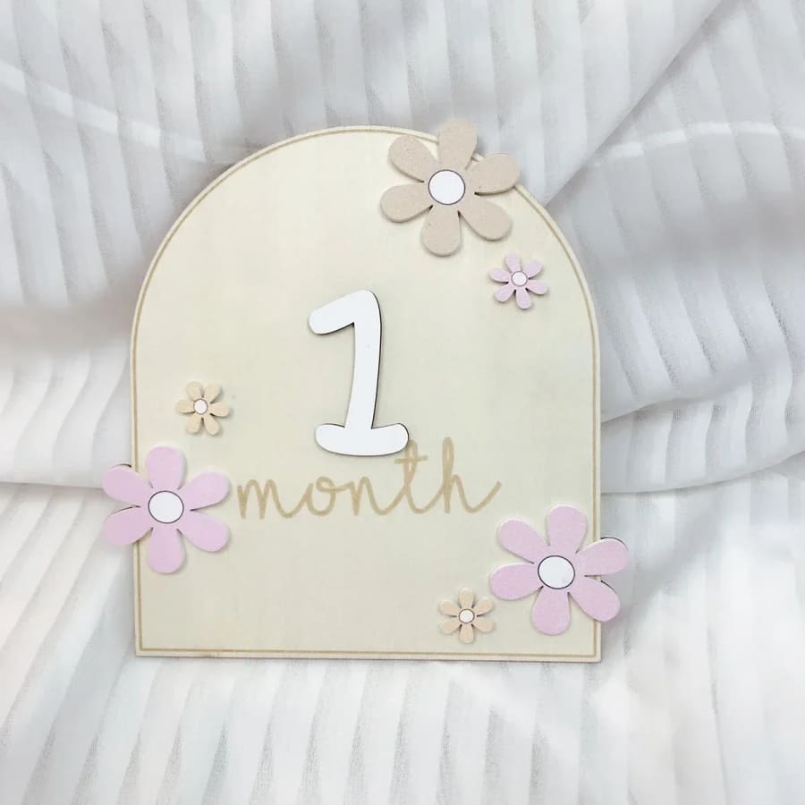 Flower Power Wooden Monthly Milestone Plaque