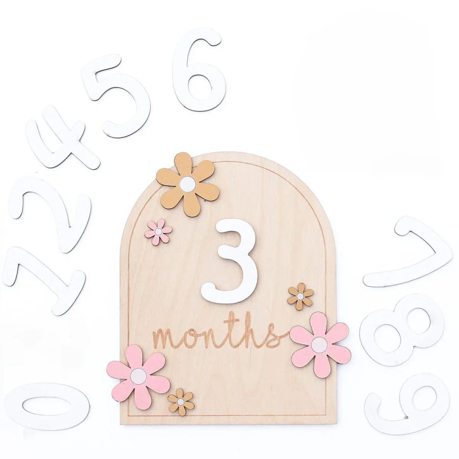 Flower Power Wooden Monthly Milestone Plaque