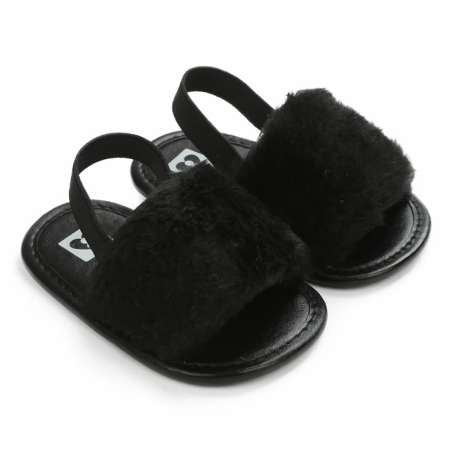 Fraser Fluffy Slides - Black - 0-6 Months