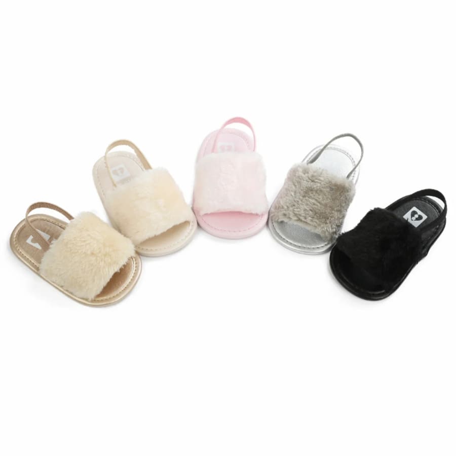 Fraser Fluffy Slides - Black