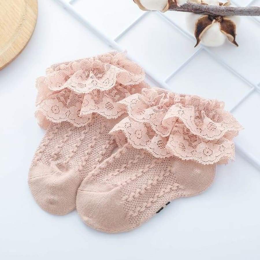 Frilly Lace Ankle Socks - Blush / 3 to 5 Years - Socks Socks