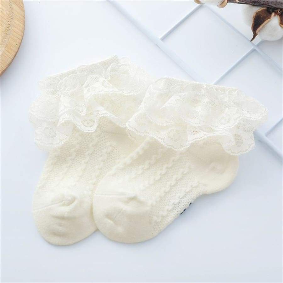 Frilly Lace Ankle Socks - Off White / 3 to 5 Years - Socks Socks