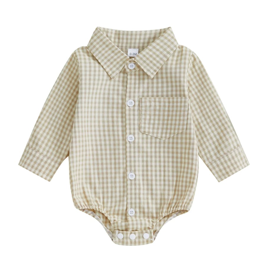 George Gingham Check Collared Onesie - Blue