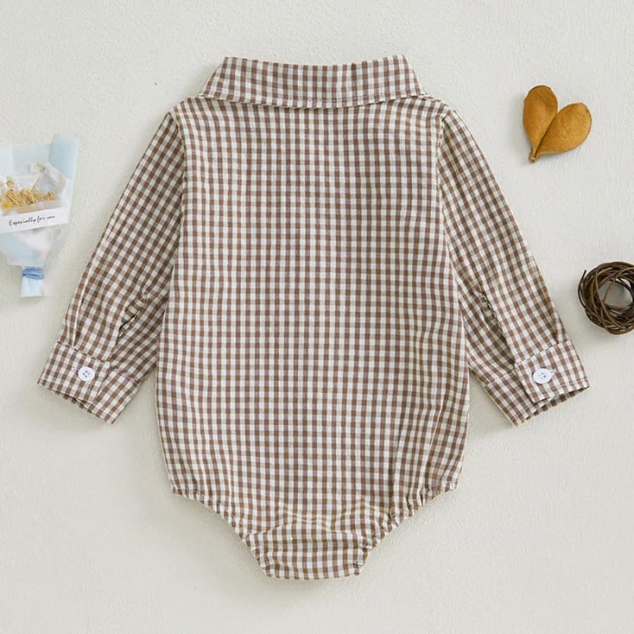 George Gingham Check Collared Onesie - Blue