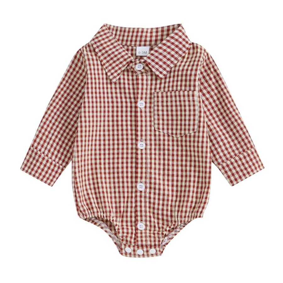 George Gingham Check Collared Onesie - Blue