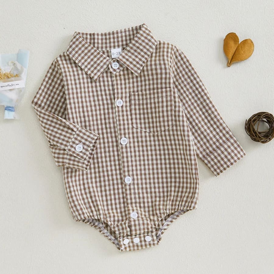 George Gingham Check Collared Onesie - Blue