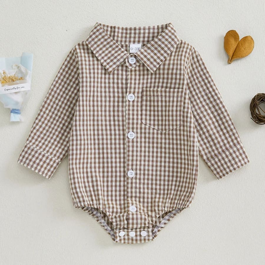 George Gingham Check Collared Onesie - Blue