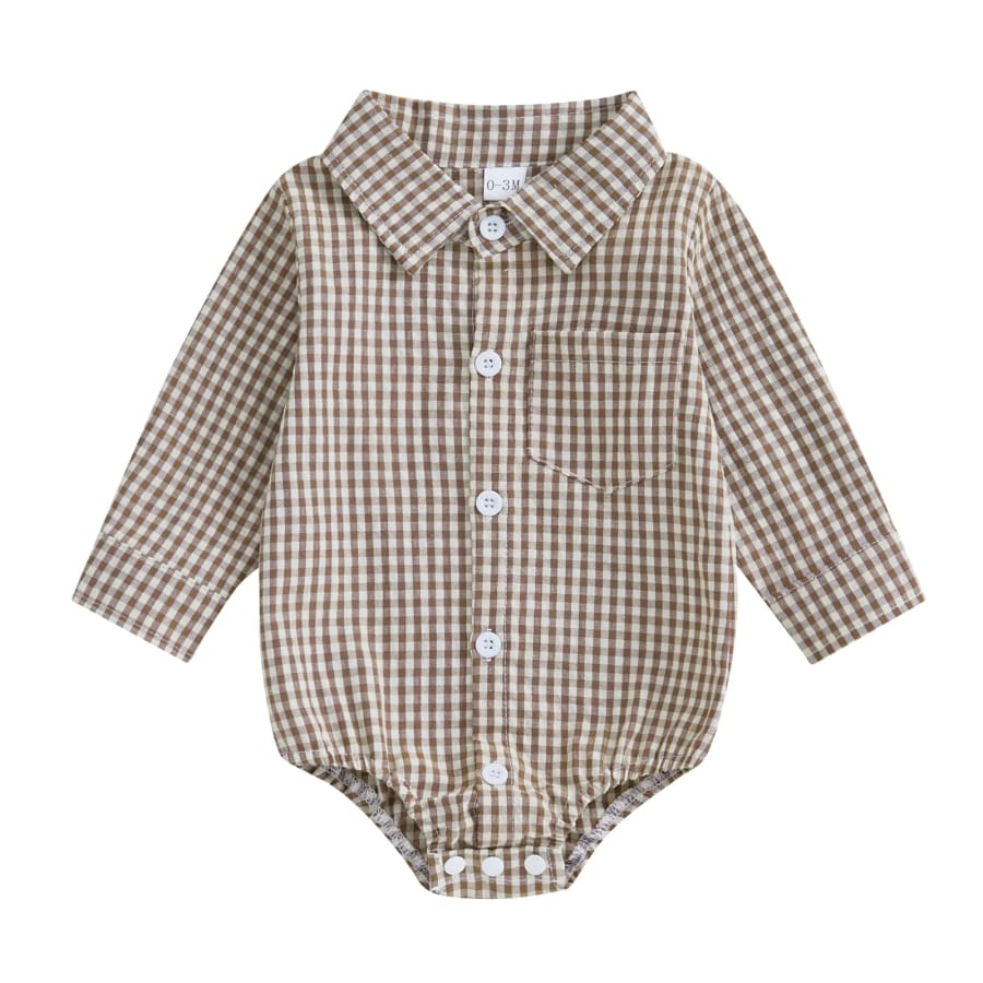 George Gingham Check Collared Onesie - Blue