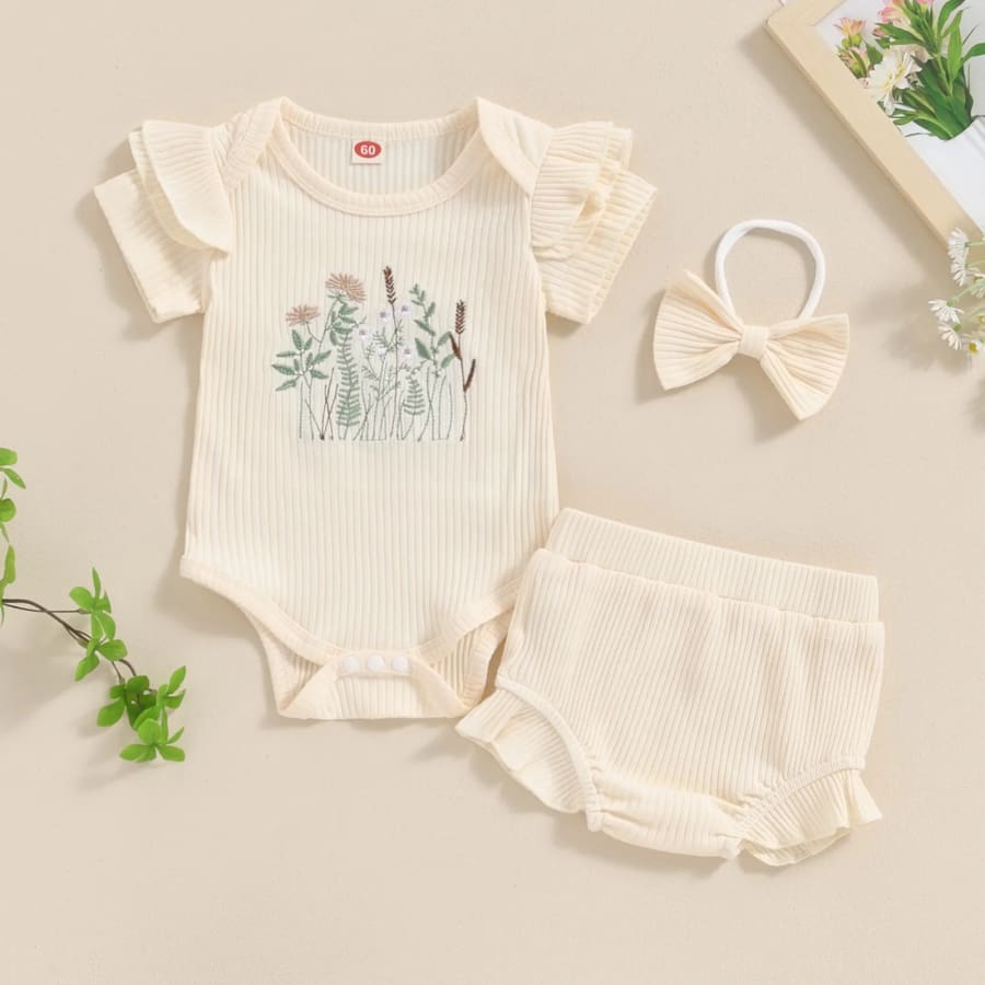 Georgia Embroidered Bloomer Set - Butter