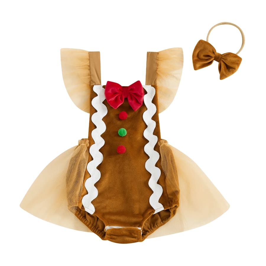 Gingerbread Christmas Romper - 0-3 Months