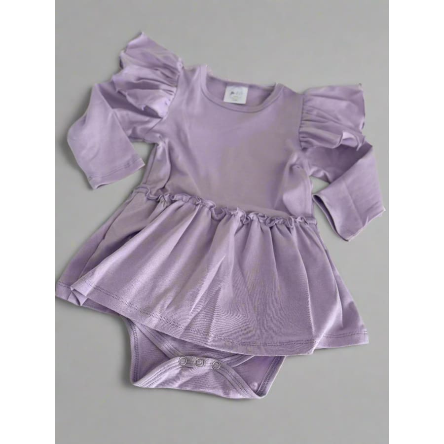 Goo & Co Zaria Skirted Flutter Romper - Violet - 0-3 Months
