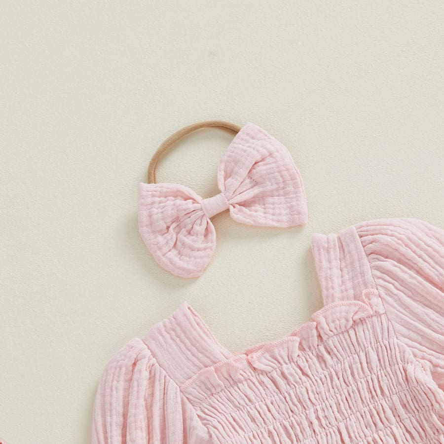 Hannah Ruched Long Sleeve Romper - Snow