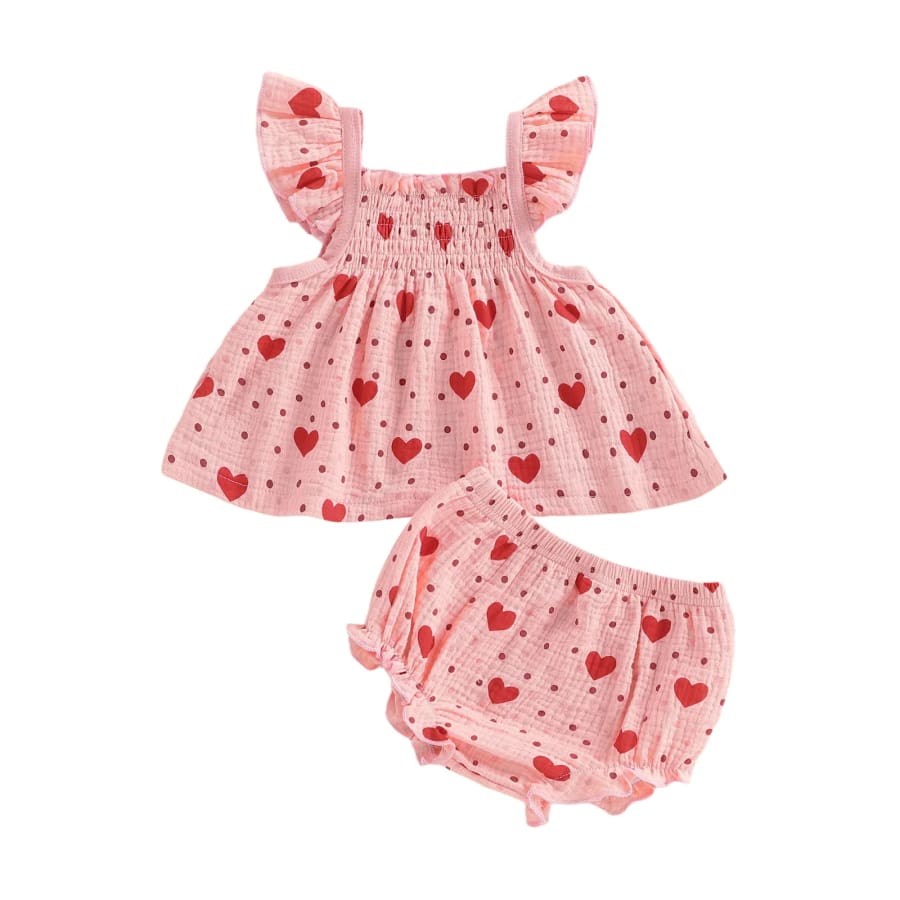 Harlow Hearts Babydoll Bloomer Set - 0-3 Months