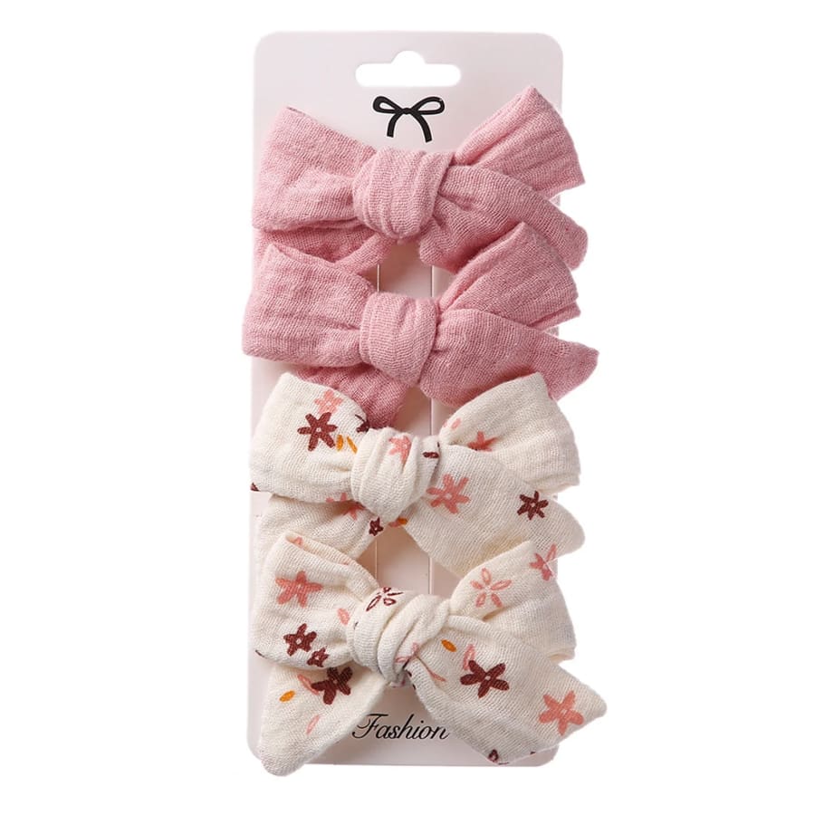 Harriet Hair Bow Clips - Pink Florals